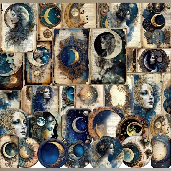 (3 for $20)54pcs Mystical Background Paper And Sticker Set - Picture 4 of 7